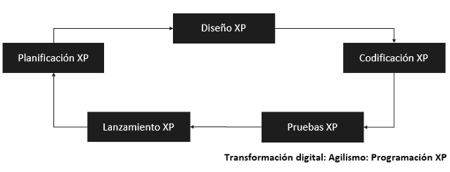 flujo que muestra como se relacionan los elementos para la programación xp