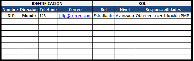 asignaciones del equipo del proyecto